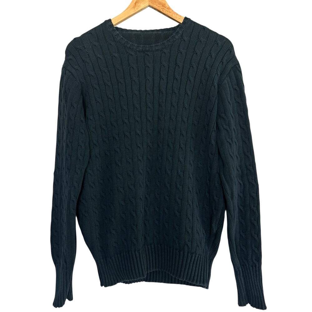 Brandy Melville John Galt Navy Cable Knit Sweater One Size 100% Cotton